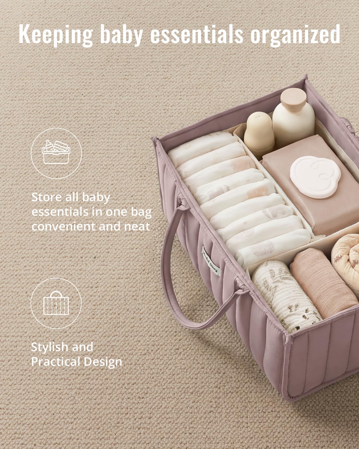 Floral Diaper Caddy Organizer Storage Basket, Pastoral Daisy