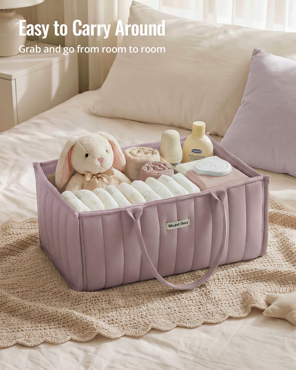 Floral Diaper Caddy Organizer Storage Basket, Pastoral Daisy