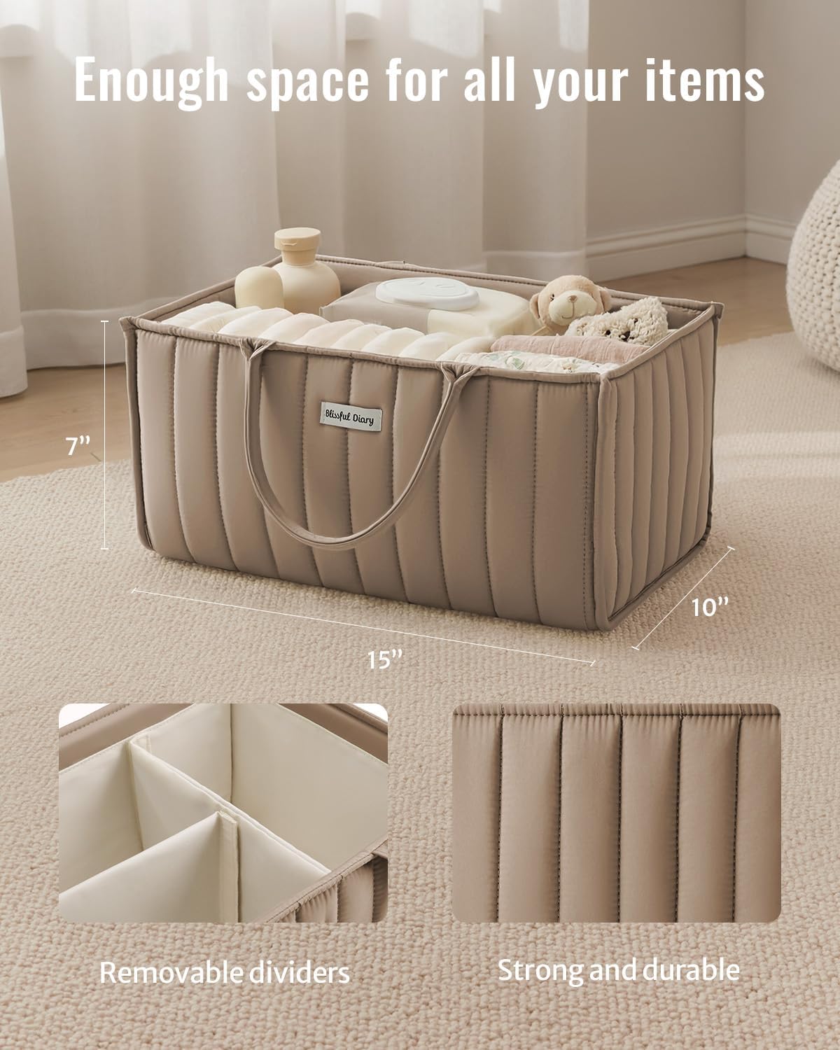 Floral Diaper Caddy Organizer Storage Basket, Pastoral Daisy