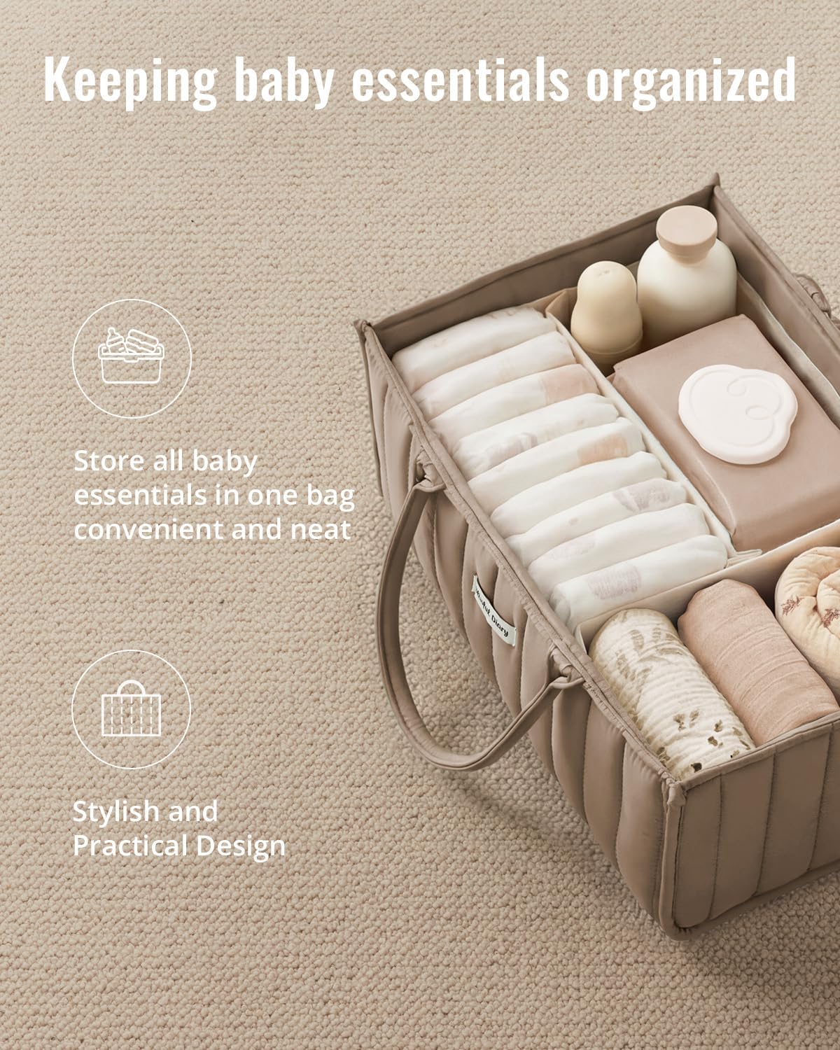 Floral Diaper Caddy Organizer Storage Basket, Pastoral Daisy