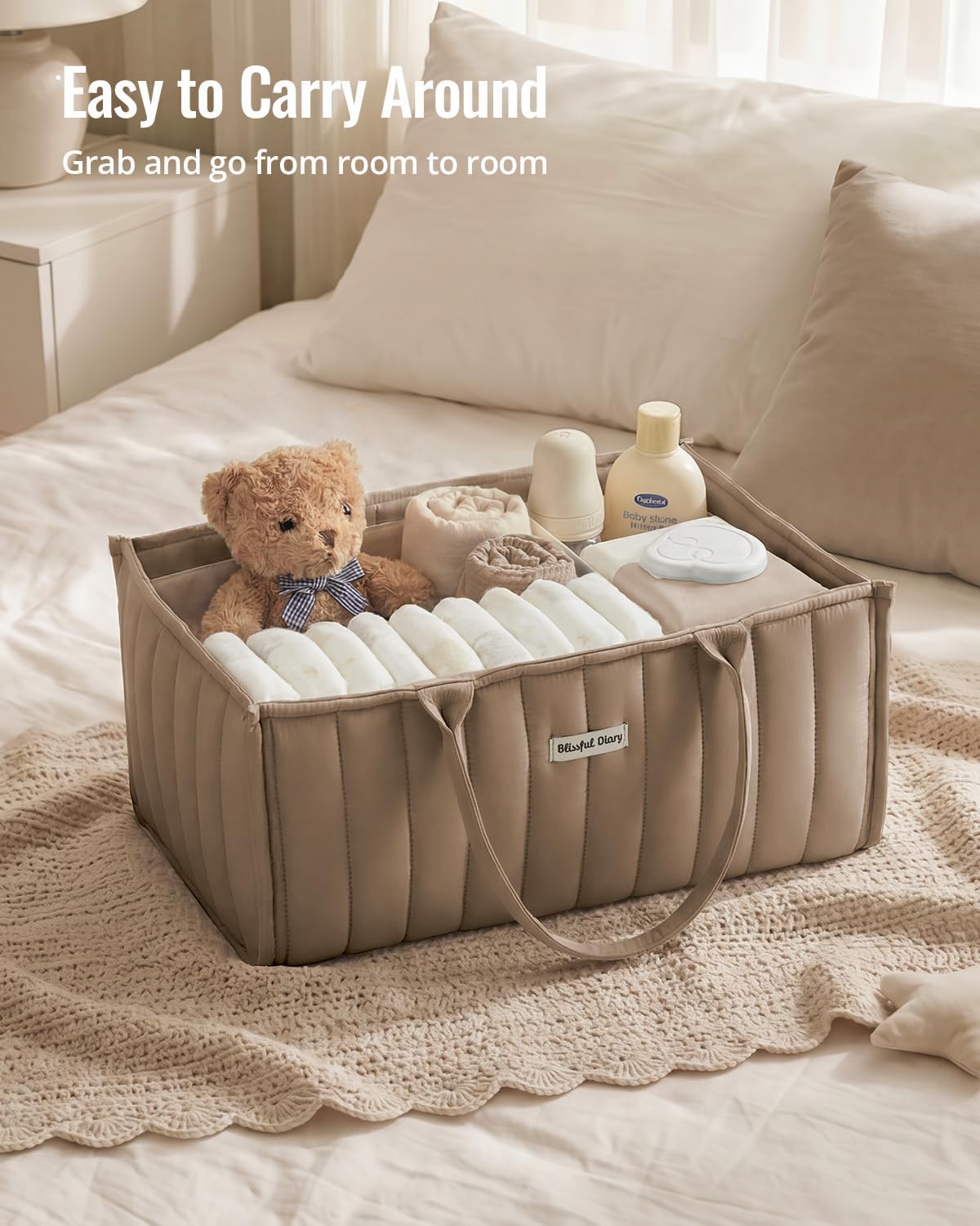 Floral Diaper Caddy Organizer Storage Basket, Pastoral Daisy