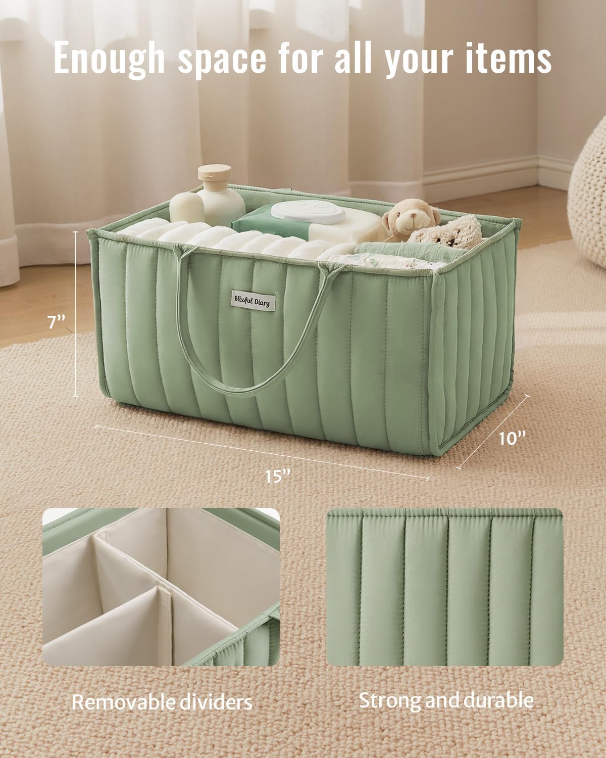Floral Diaper Caddy Organizer Storage Basket, Pastoral Daisy
