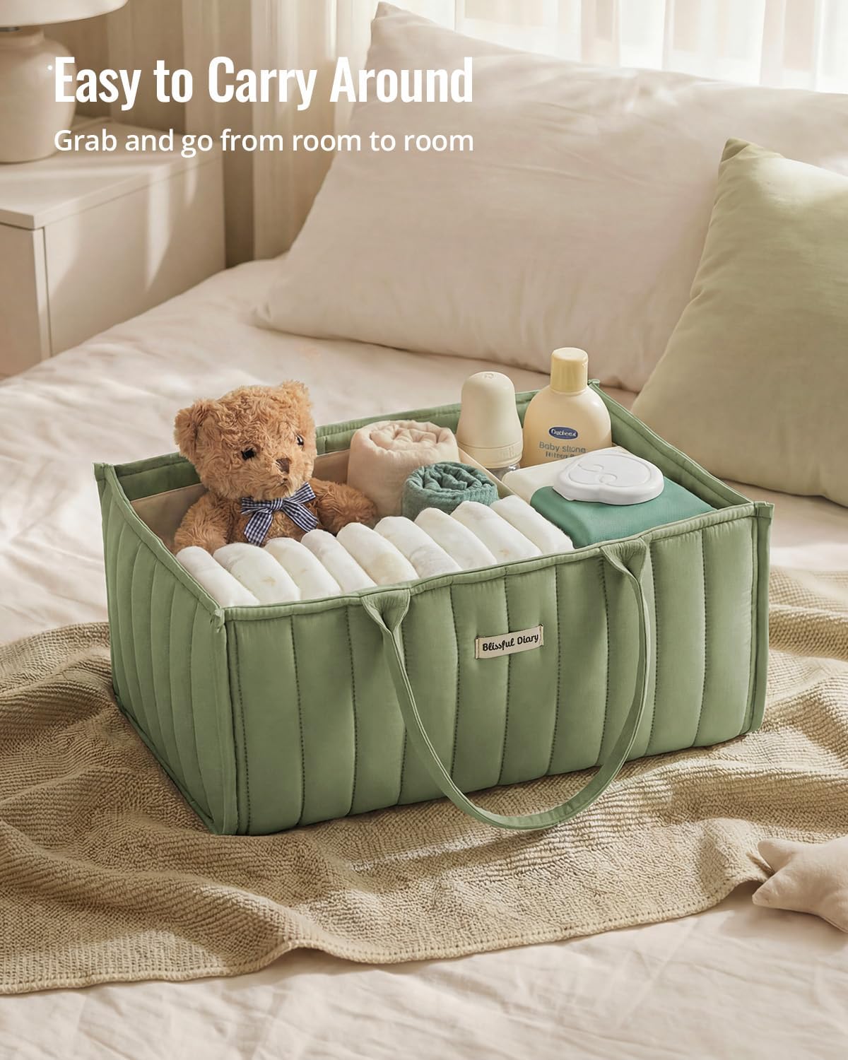 Floral Diaper Caddy Organizer Storage Basket, Pastoral Daisy