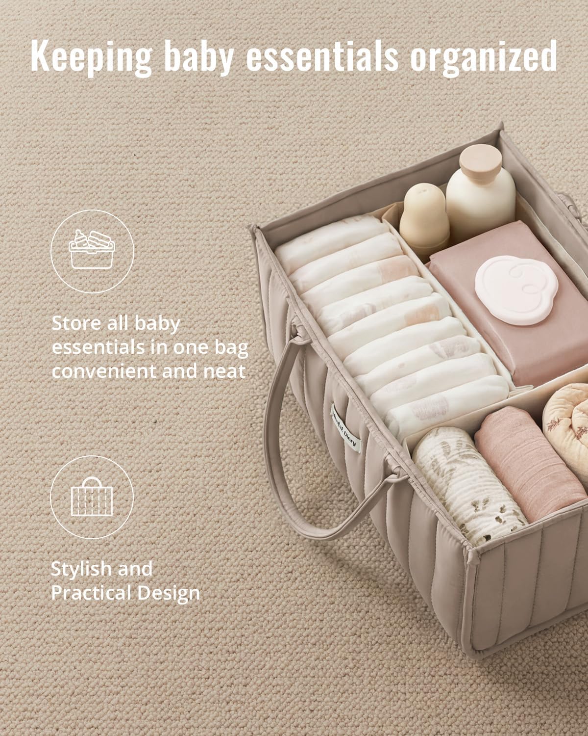 Floral Diaper Caddy Organizer Storage Basket, Pastoral Daisy