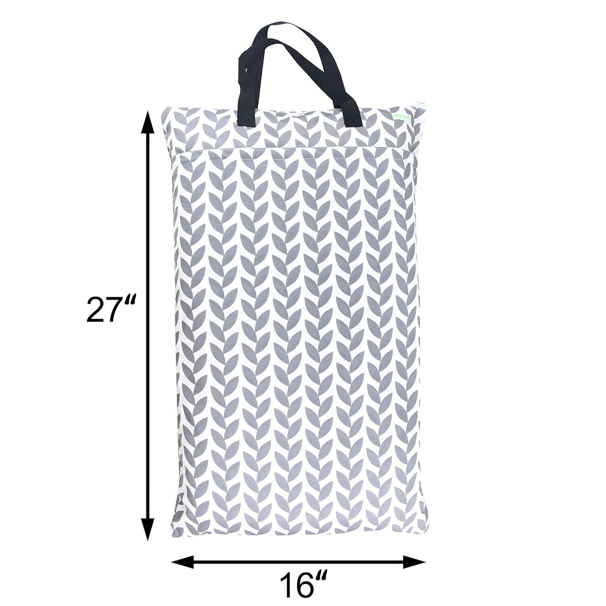 Reusable Hanging Wet Dry Cloth Diaper Bag (Grey Leaf, Grey)