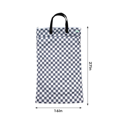 Reusable Hanging Wet Dry Cloth Diaper Bag (Grey Leaf, Grey)
