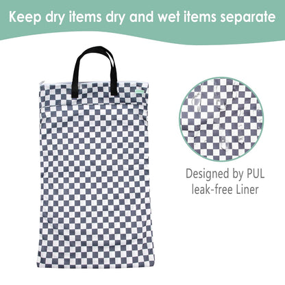 Reusable Hanging Wet Dry Cloth Diaper Bag (Grey Leaf, Grey)