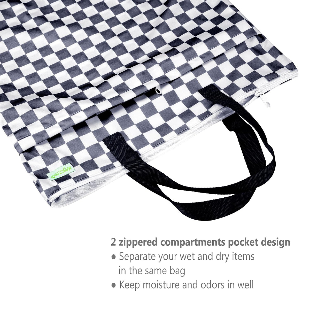 Reusable Hanging Wet Dry Cloth Diaper Bag (Grey Leaf, Grey)