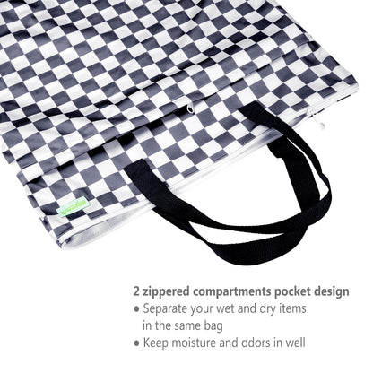 Reusable Hanging Wet Dry Cloth Diaper Bag (Grey Leaf, Grey)