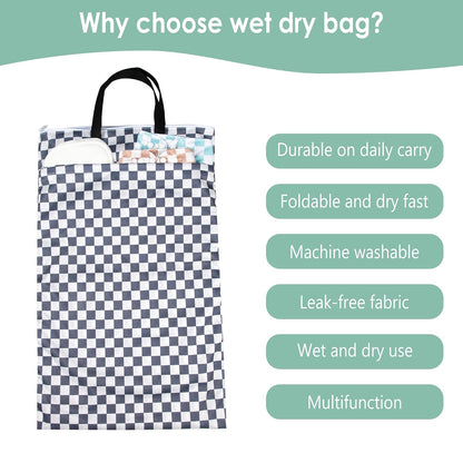 Reusable Hanging Wet Dry Cloth Diaper Bag (Grey Leaf, Grey)