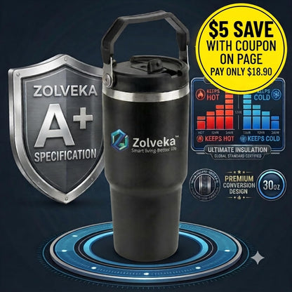 30oz Insulated Tumbler with Handle and Flip Straw – 100% Leakproof Stainless Steel Travel Mug for Car, Coffee & Gym, BPA-Free.