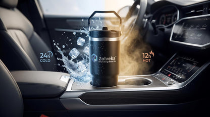 30oz Insulated Tumbler with Handle and Flip Straw – 100% Leakproof Stainless Steel Travel Mug for Car, Coffee & Gym, BPA-Free.