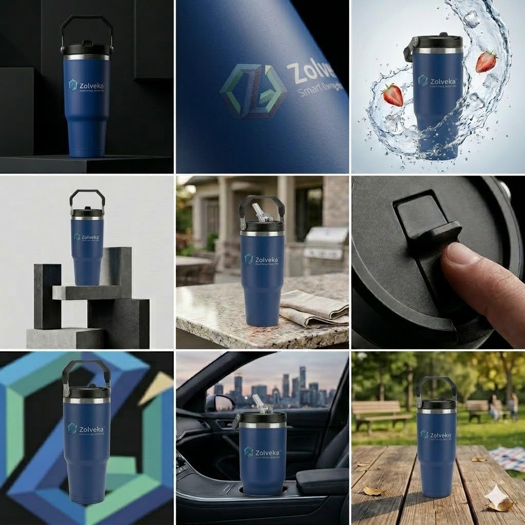 30oz Insulated Tumbler with Handle and Flip Straw – 100% Leakproof Stainless Steel Travel Mug for Car, Coffee & Gym, BPA-Free.