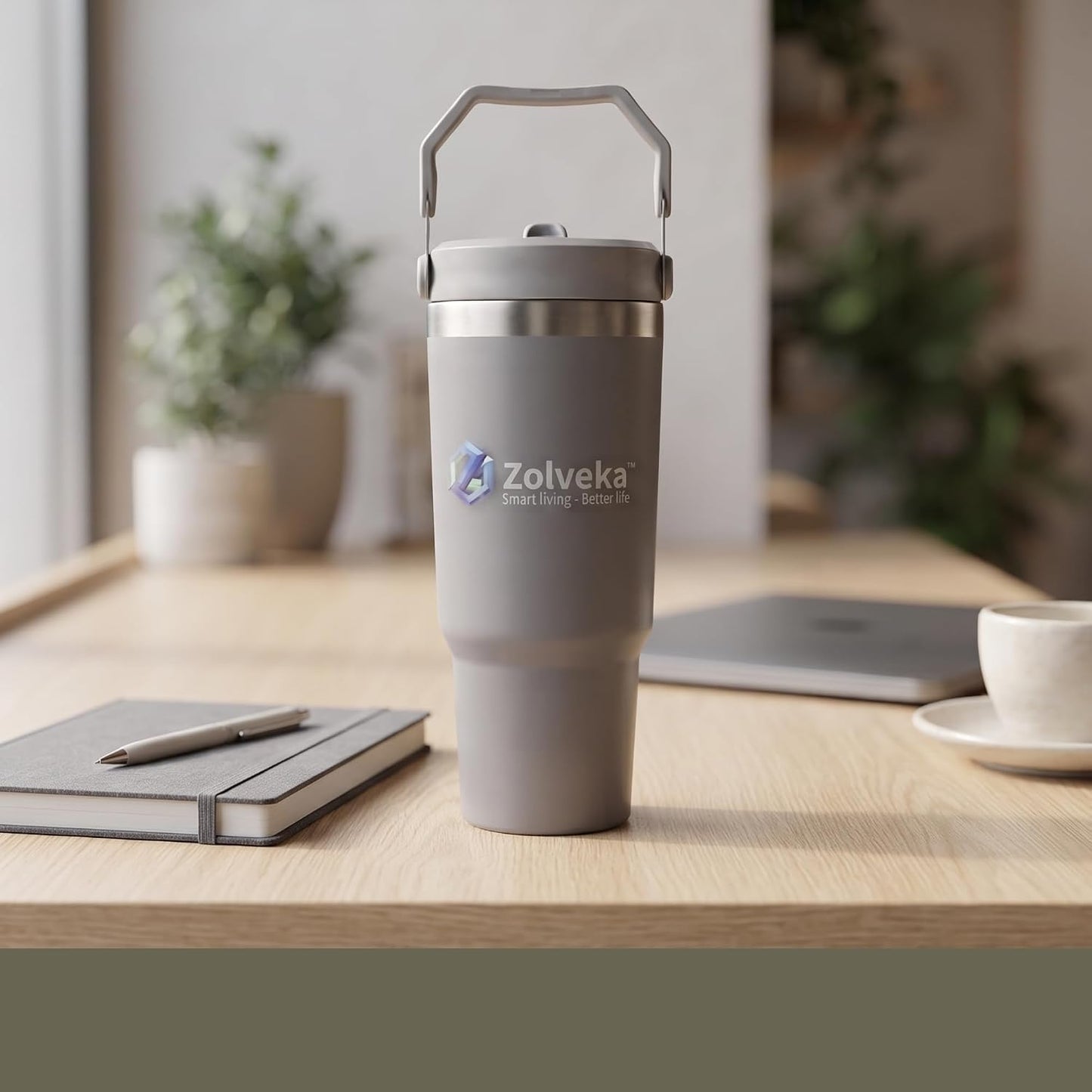 30oz Insulated Tumbler with Handle and Flip Straw – 100% Leakproof Stainless Steel Travel Mug for Car, Coffee & Gym, BPA-Free.