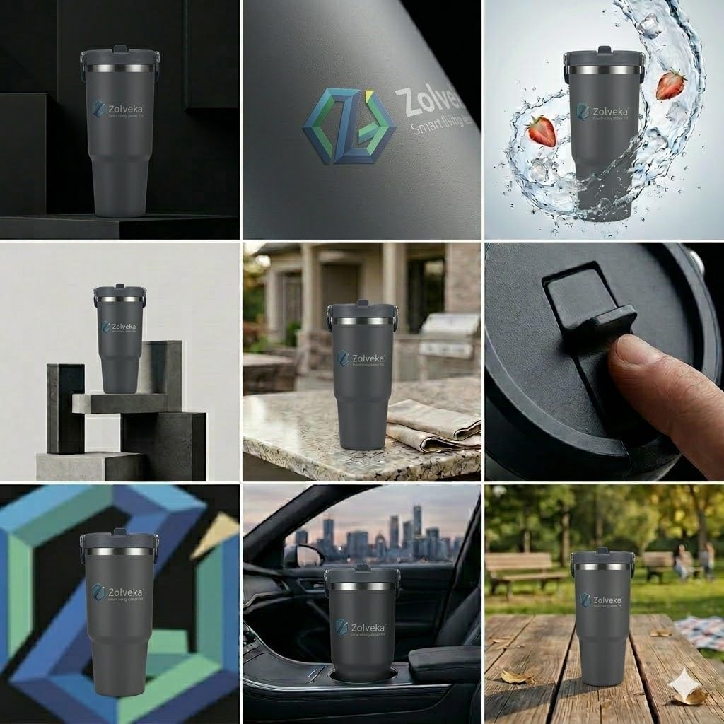 30oz Insulated Tumbler with Handle and Flip Straw – 100% Leakproof Stainless Steel Travel Mug for Car, Coffee & Gym, BPA-Free.