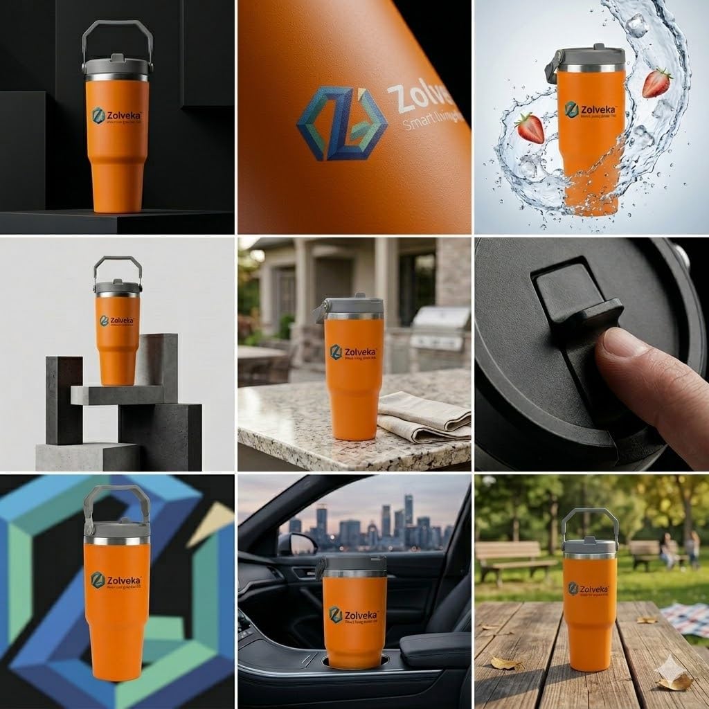 30oz Insulated Tumbler with Handle and Flip Straw – 100% Leakproof Stainless Steel Travel Mug for Car, Coffee & Gym, BPA-Free.