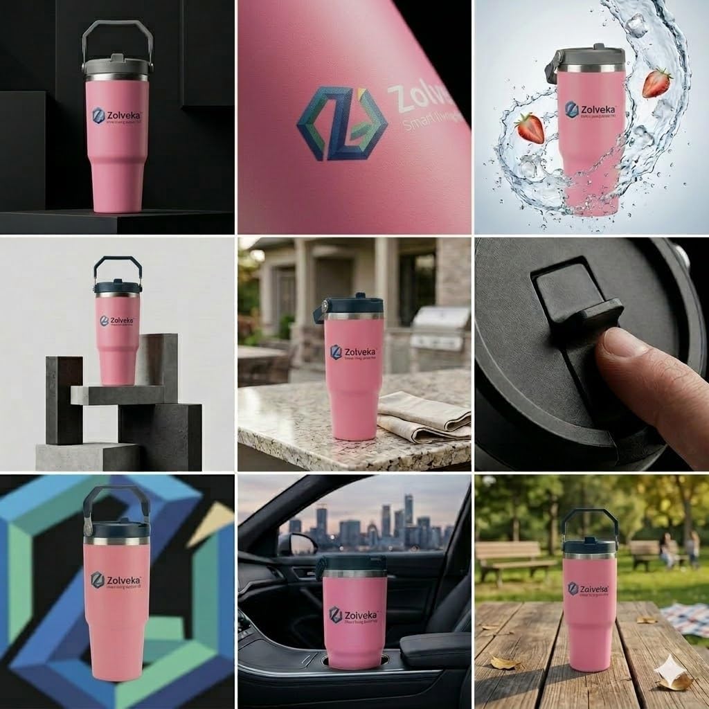 30oz Insulated Tumbler with Handle and Flip Straw – 100% Leakproof Stainless Steel Travel Mug for Car, Coffee & Gym, BPA-Free.