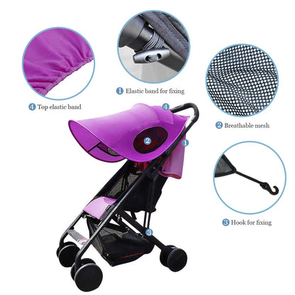 Baby Stroller Sun Shade Sun Rain Shade Blackout Blind Canopy Cover