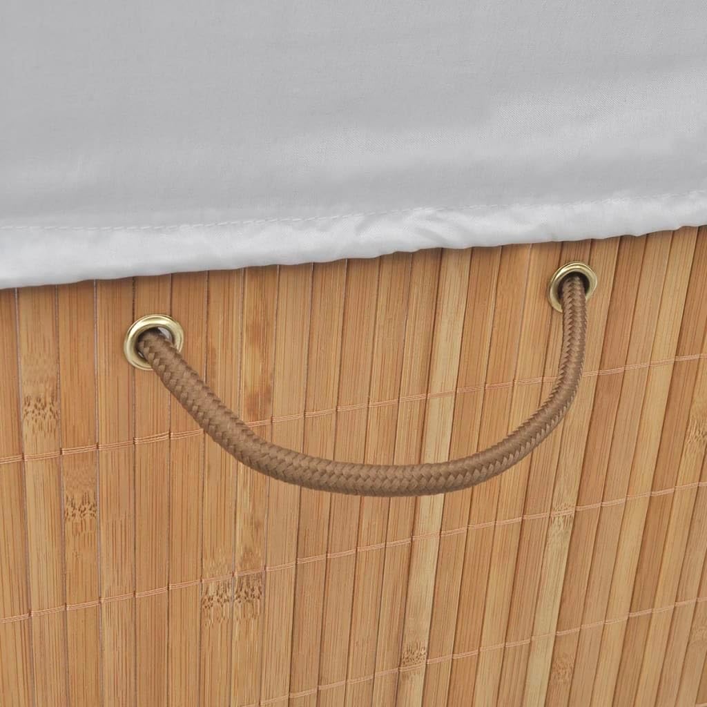 Bamboo Laundry Hamper with Removable Liner, Rectangular Dark Brown Storage Basket for Bedroom, Bathroom, and Nursery Organization