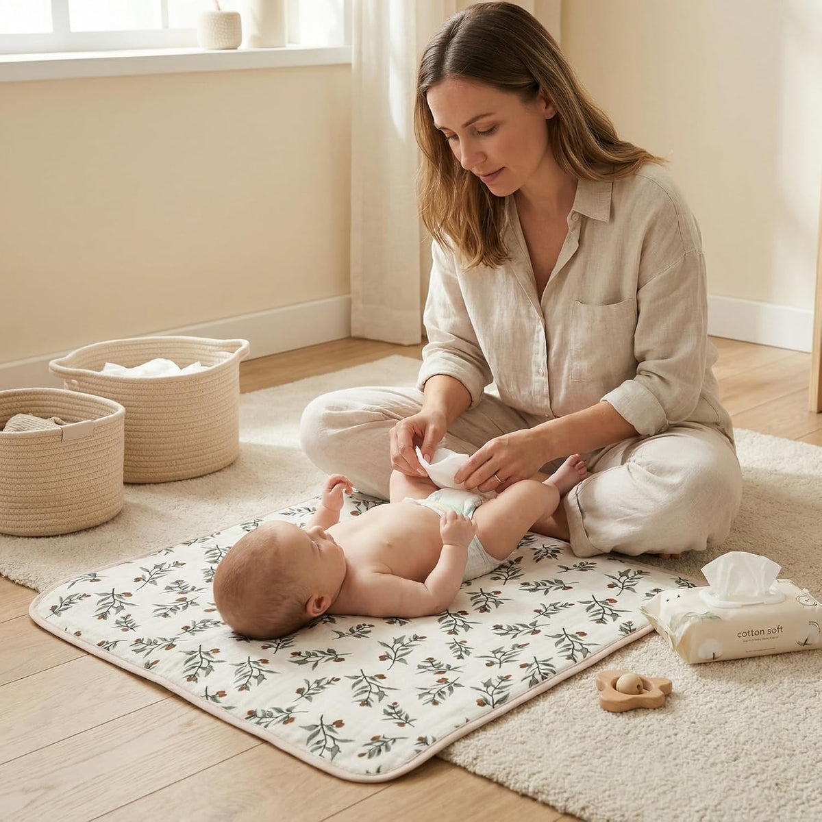 Baby Diaper Changing Pad,Large Waterproof Portable Changing Mat,19.7"x25.6"