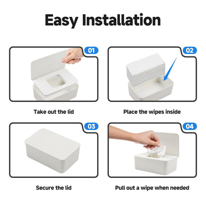 Wipes Dispenser, Refillable Wipes Container Compatible with Huggies, Wipe Holder Keeps Clean, Weighted Wipe Case for Easy Pull, with Sealing Lid for Fresh, Non-Slip, for Home and Travel
