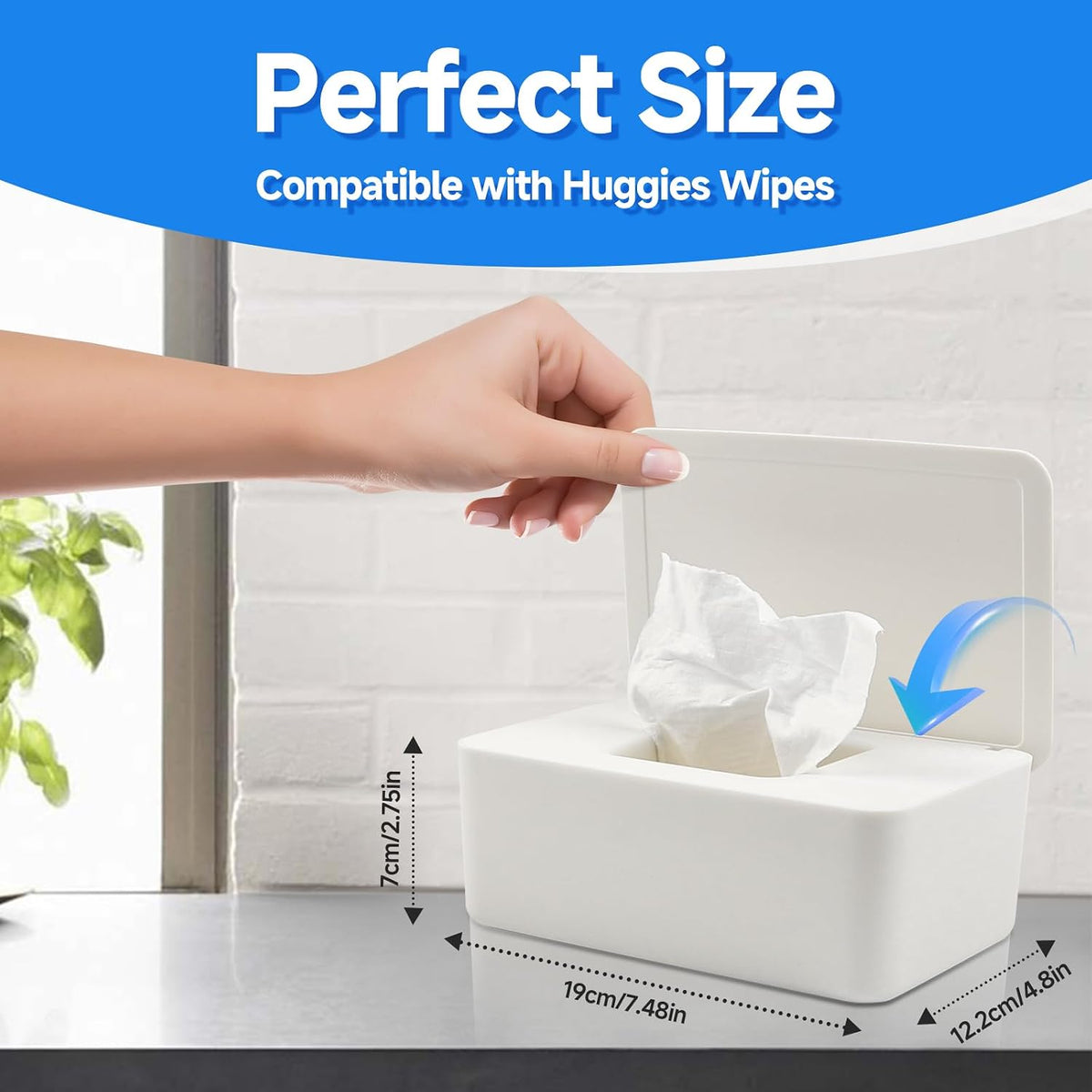Wipes Dispenser, Refillable Wipes Container Compatible with Huggies, Wipe Holder Keeps Clean, Weighted Wipe Case for Easy Pull, with Sealing Lid for Fresh, Non-Slip, for Home and Travel