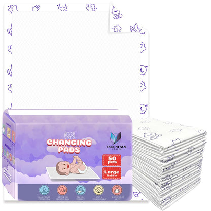 Disposable Baby Changing Pad Liners 18"x30" – 50 Pack, Soft, Waterproof & Ultra Absorbent for Mess-Free Diaper Changes