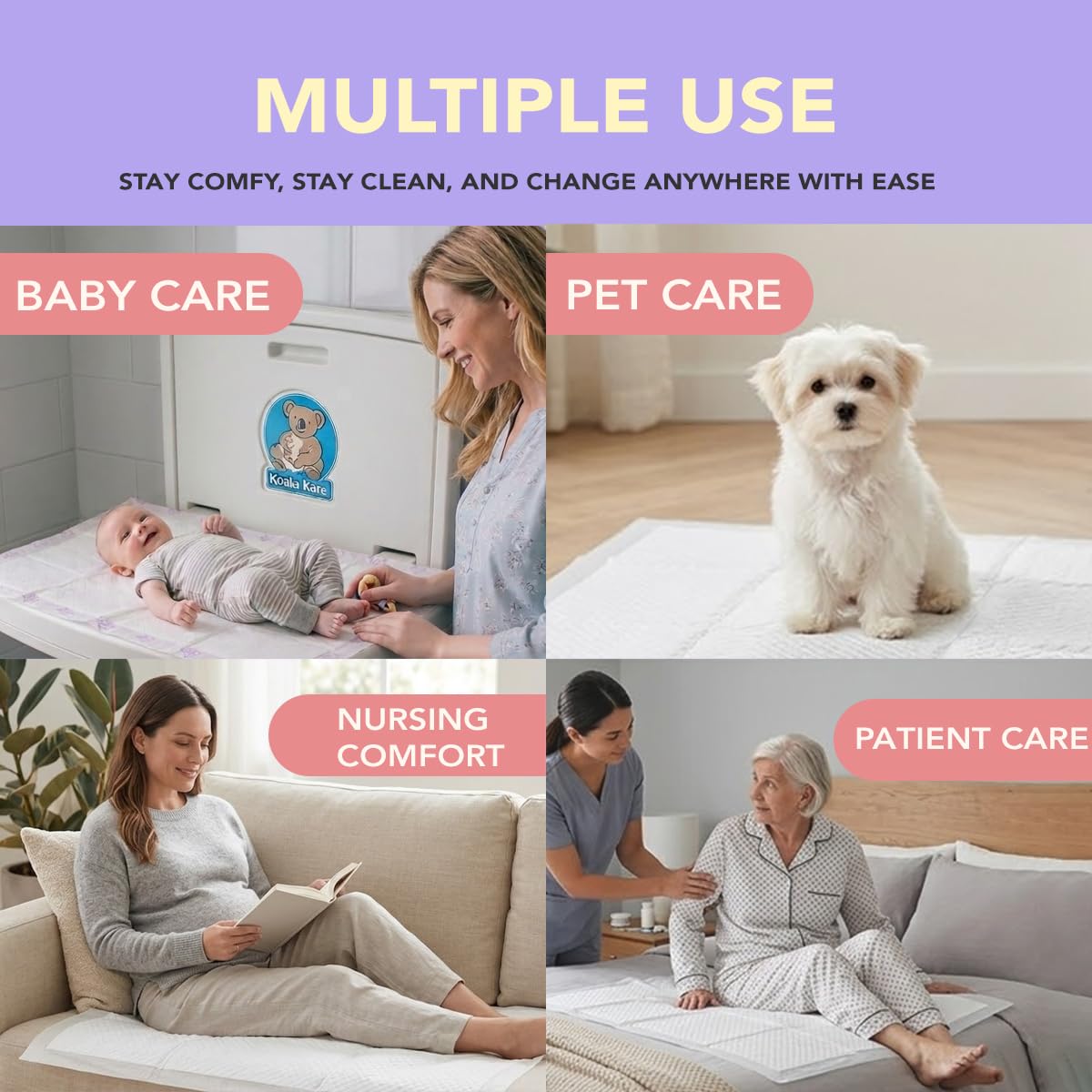 Disposable Baby Changing Pad Liners 18"x30" – 50 Pack, Soft, Waterproof & Ultra Absorbent for Mess-Free Diaper Changes