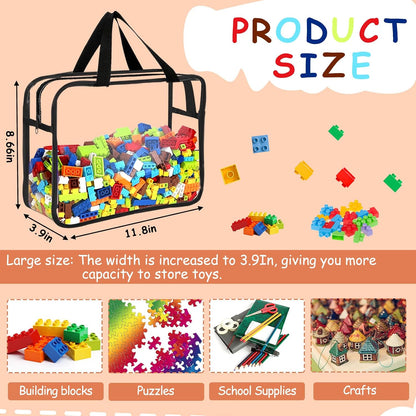 6 Colors Large Toy Storage Bags with Labels Reusable Clear Toy Organizer