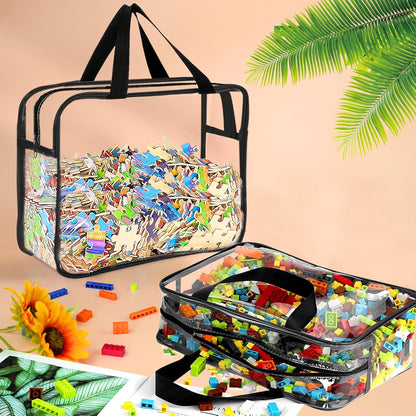 6 Colors Large Toy Storage Bags with Labels Reusable Clear Toy Organizer