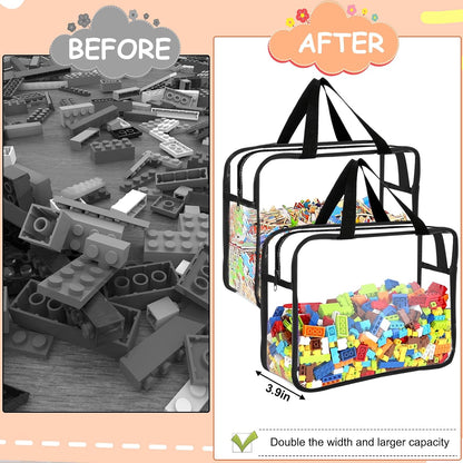 6 Colors Large Toy Storage Bags with Labels Reusable Clear Toy Organizer