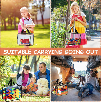 6 Colors Large Toy Storage Bags with Labels Reusable Clear Toy Organizer