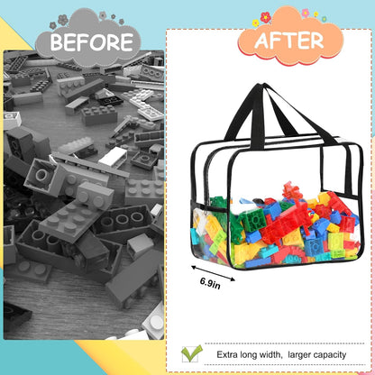 6 Colors Large Toy Storage Bags with Labels Reusable Clear Toy Organizer