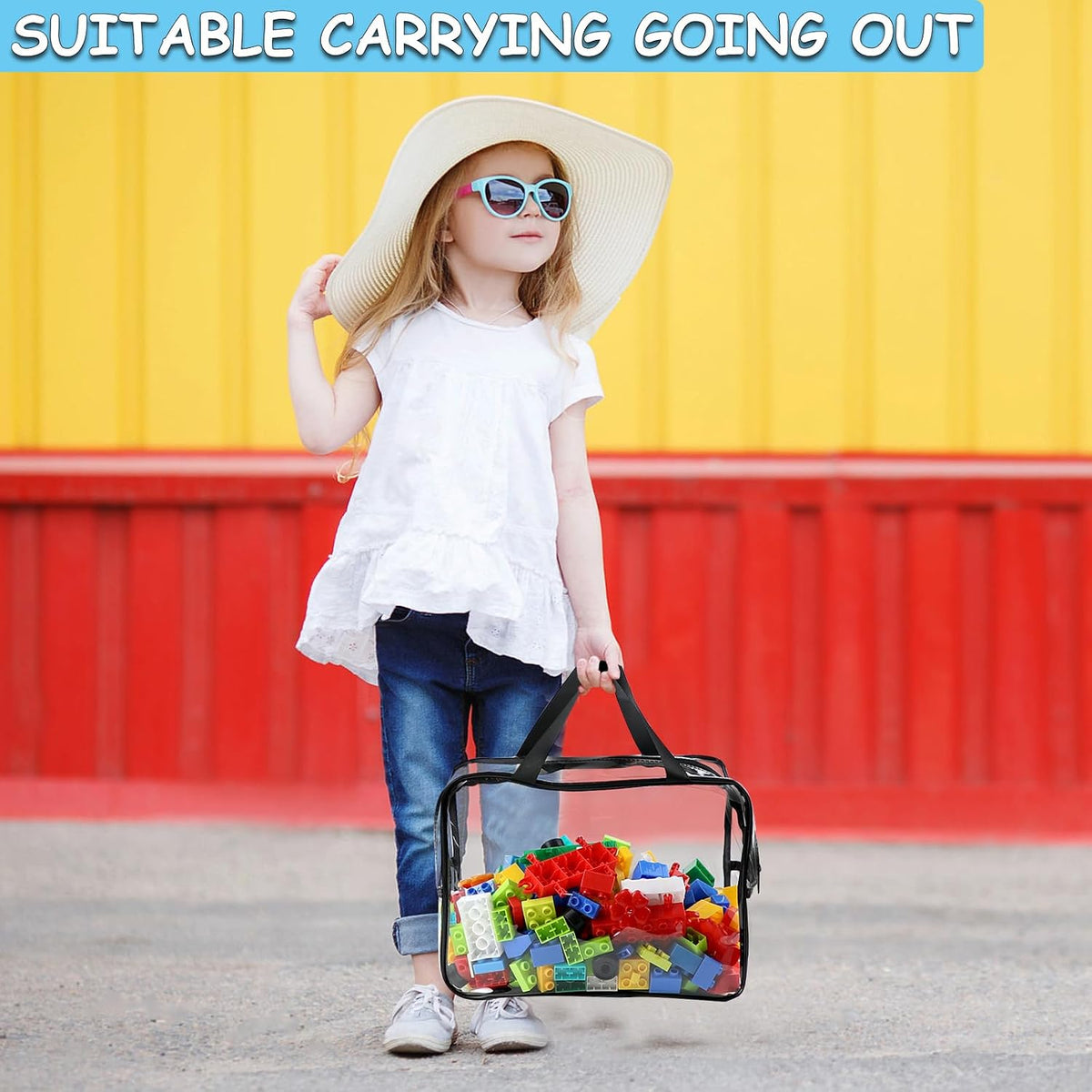 6 Colors Large Toy Storage Bags with Labels Reusable Clear Toy Organizer