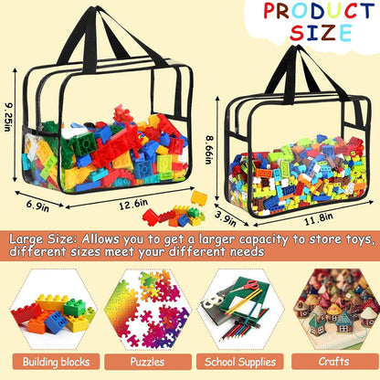 6 Colors Large Toy Storage Bags with Labels Reusable Clear Toy Organizer