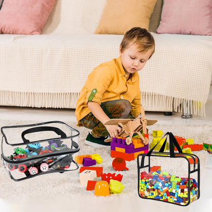 6 Colors Large Toy Storage Bags with Labels Reusable Clear Toy Organizer