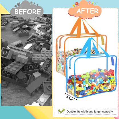 6 Colors Large Toy Storage Bags with Labels Reusable Clear Toy Organizer
