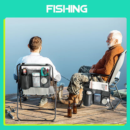 Beach Chair Arm Organizer Wheelchair Side Bag Camping Chair Side Organizer Caddy Storage Bag for Wheelchair/Beach Chair/Camping Chair Arm Accessories for Magazine/Tablet/Drinks