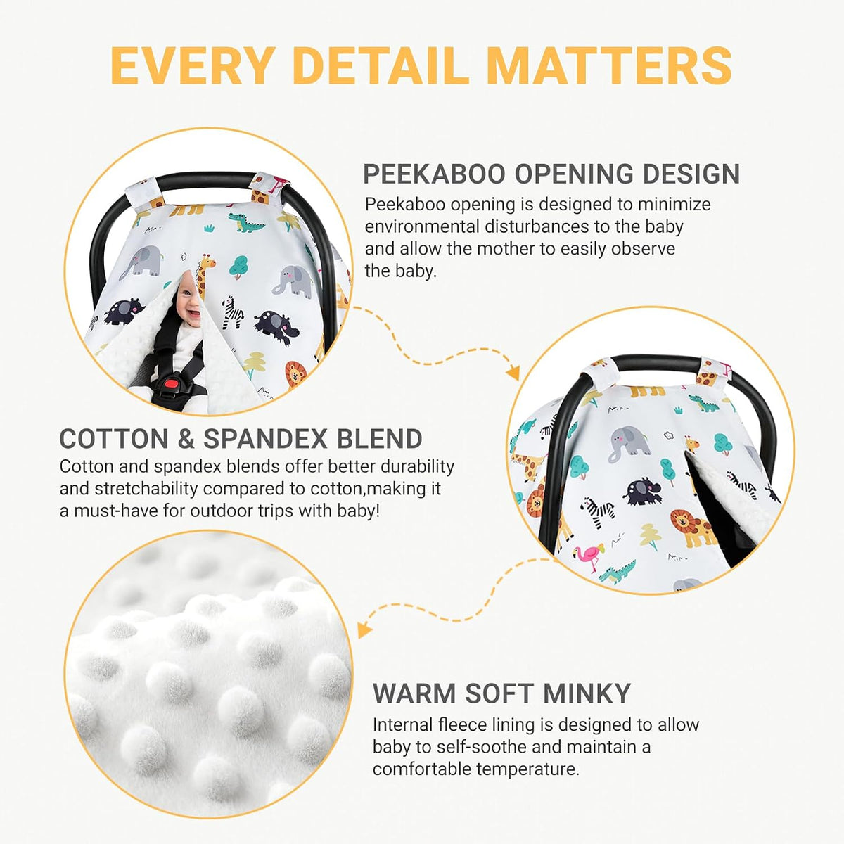 Metplus Baby Girls Car Seat Cover with Peekaboo Opening, Soft Minky Infant Carseat Canopy for Stroller & Carrier, All-Season Privacy Shield, Baby Shower Gift (Pink Flowers)