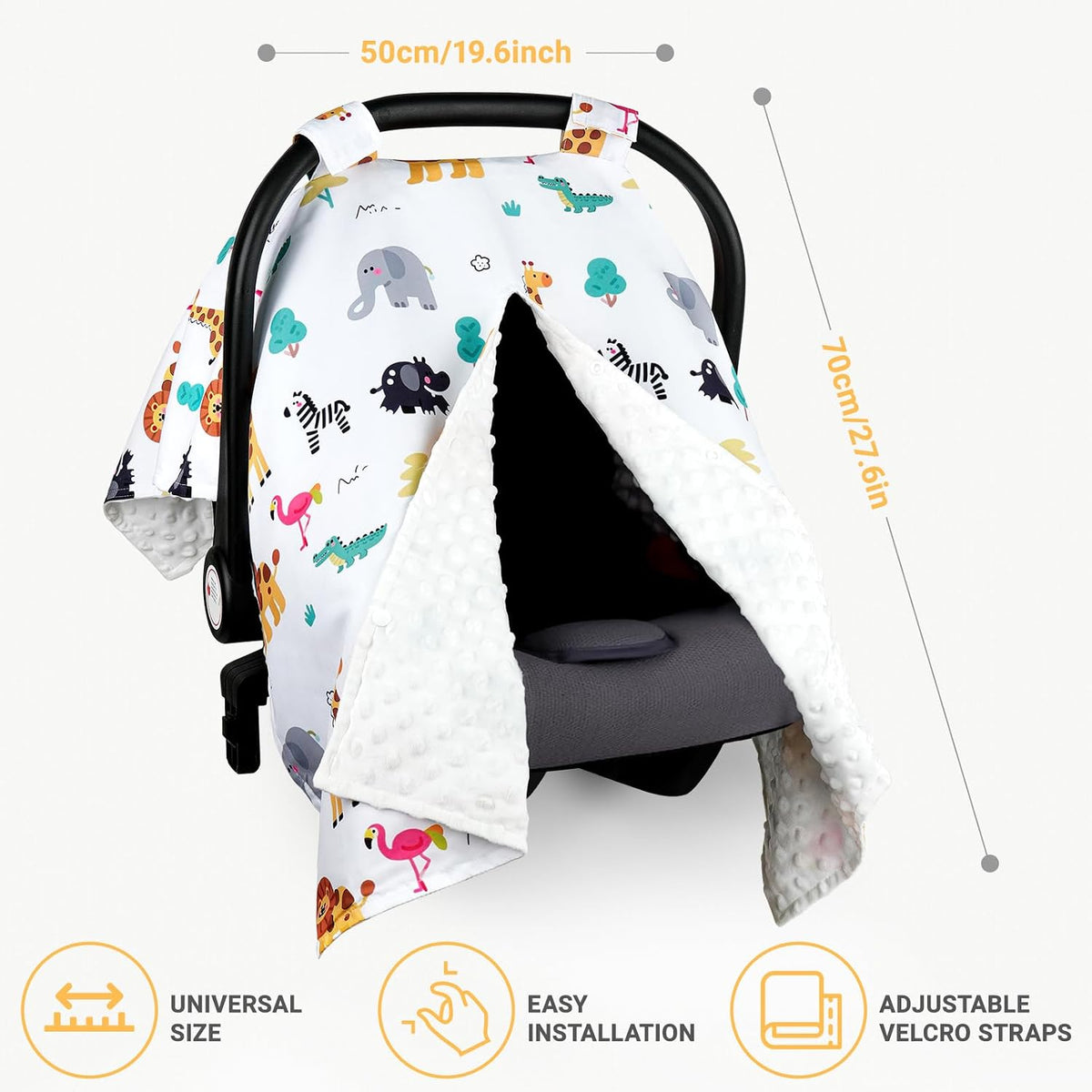 Metplus Baby Girls Car Seat Cover with Peekaboo Opening, Soft Minky Infant Carseat Canopy for Stroller & Carrier, All-Season Privacy Shield, Baby Shower Gift (Pink Flowers)