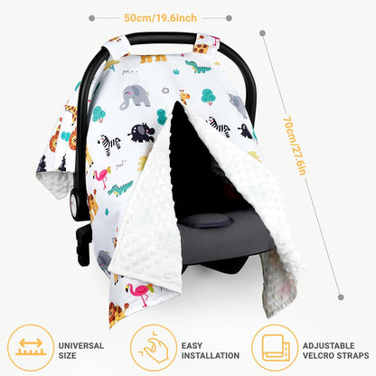 Metplus Baby Girls Car Seat Cover with Peekaboo Opening, Soft Minky Infant Carseat Canopy for Stroller & Carrier, All-Season Privacy Shield, Baby Shower Gift (Pink Flowers)