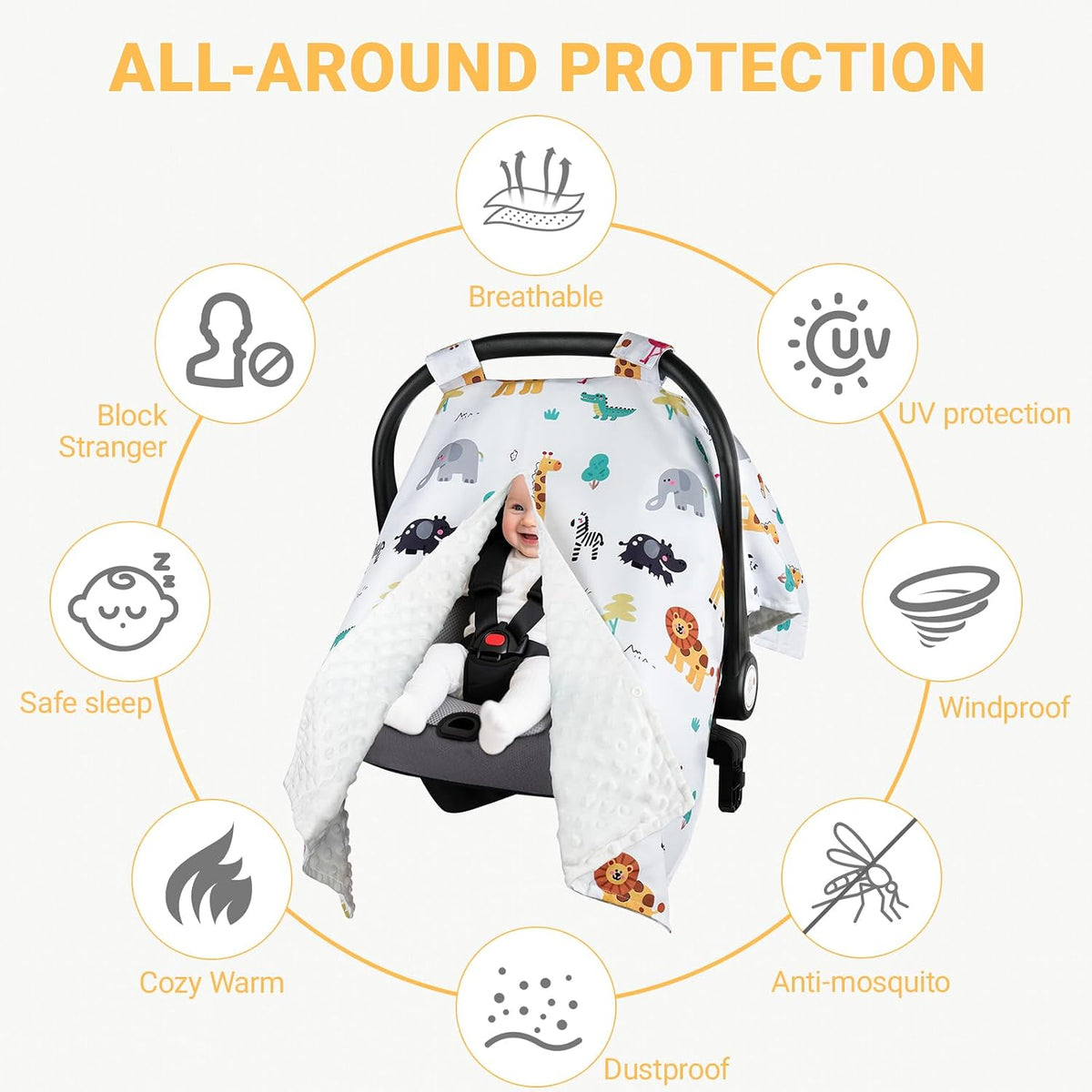 Metplus Baby Girls Car Seat Cover with Peekaboo Opening, Soft Minky Infant Carseat Canopy for Stroller & Carrier, All-Season Privacy Shield, Baby Shower Gift (Pink Flowers)