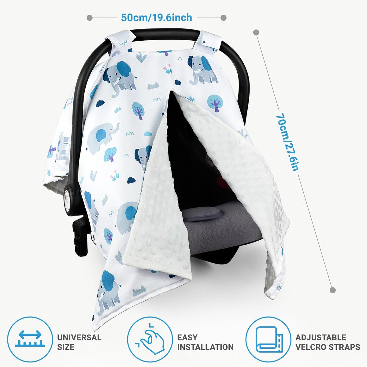 Metplus Baby Girls Car Seat Cover with Peekaboo Opening, Soft Minky Infant Carseat Canopy for Stroller & Carrier, All-Season Privacy Shield, Baby Shower Gift (Pink Flowers)