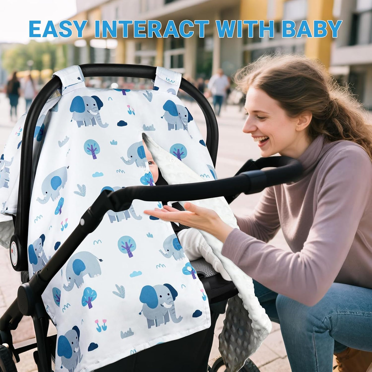 Metplus Baby Girls Car Seat Cover with Peekaboo Opening, Soft Minky Infant Carseat Canopy for Stroller & Carrier, All-Season Privacy Shield, Baby Shower Gift (Pink Flowers)