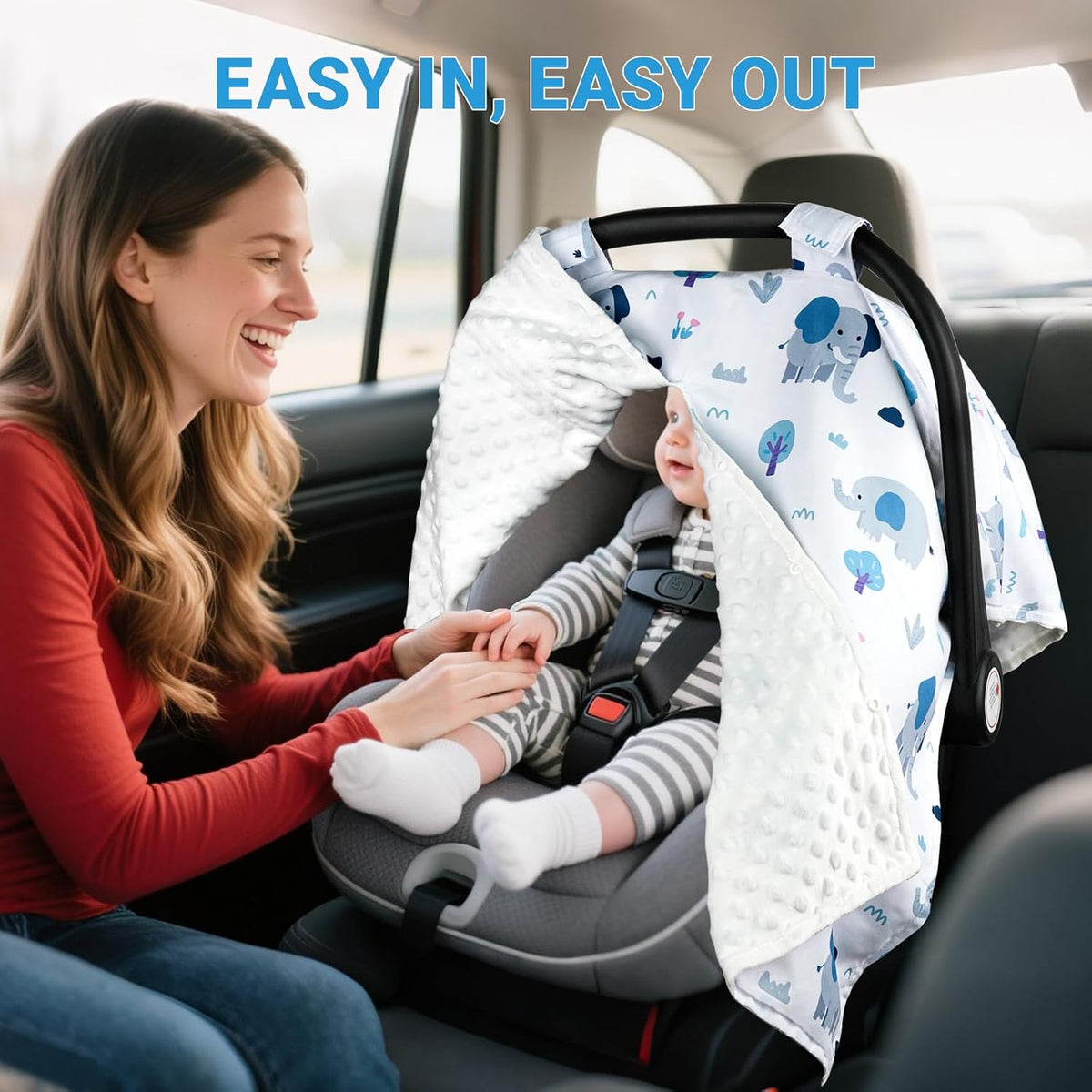 Metplus Baby Girls Car Seat Cover with Peekaboo Opening, Soft Minky Infant Carseat Canopy for Stroller & Carrier, All-Season Privacy Shield, Baby Shower Gift (Pink Flowers)