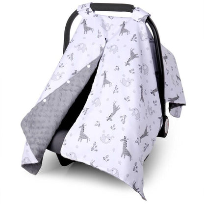 Metplus Baby Girls Car Seat Cover with Peekaboo Opening, Soft Minky Infant Carseat Canopy for Stroller & Carrier, All-Season Privacy Shield, Baby Shower Gift (Pink Flowers)