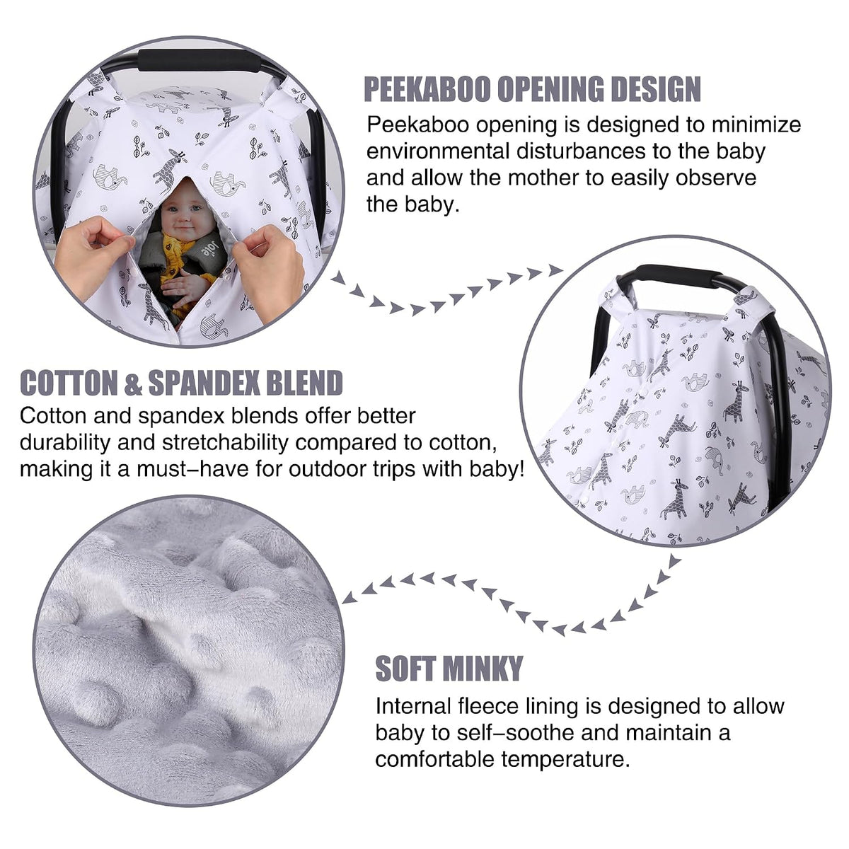 Metplus Baby Girls Car Seat Cover with Peekaboo Opening, Soft Minky Infant Carseat Canopy for Stroller & Carrier, All-Season Privacy Shield, Baby Shower Gift (Pink Flowers)