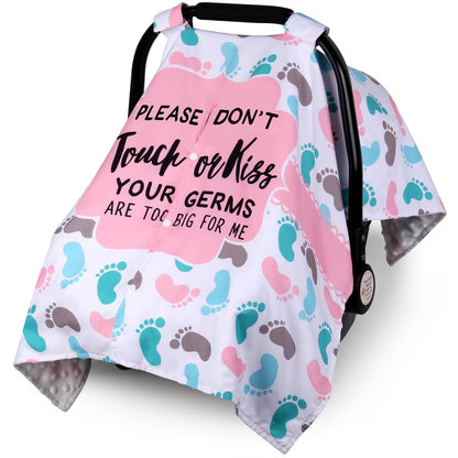 Metplus Baby Girls Car Seat Cover with Peekaboo Opening, Soft Minky Infant Carseat Canopy for Stroller & Carrier, All-Season Privacy Shield, Baby Shower Gift (Pink Flowers)