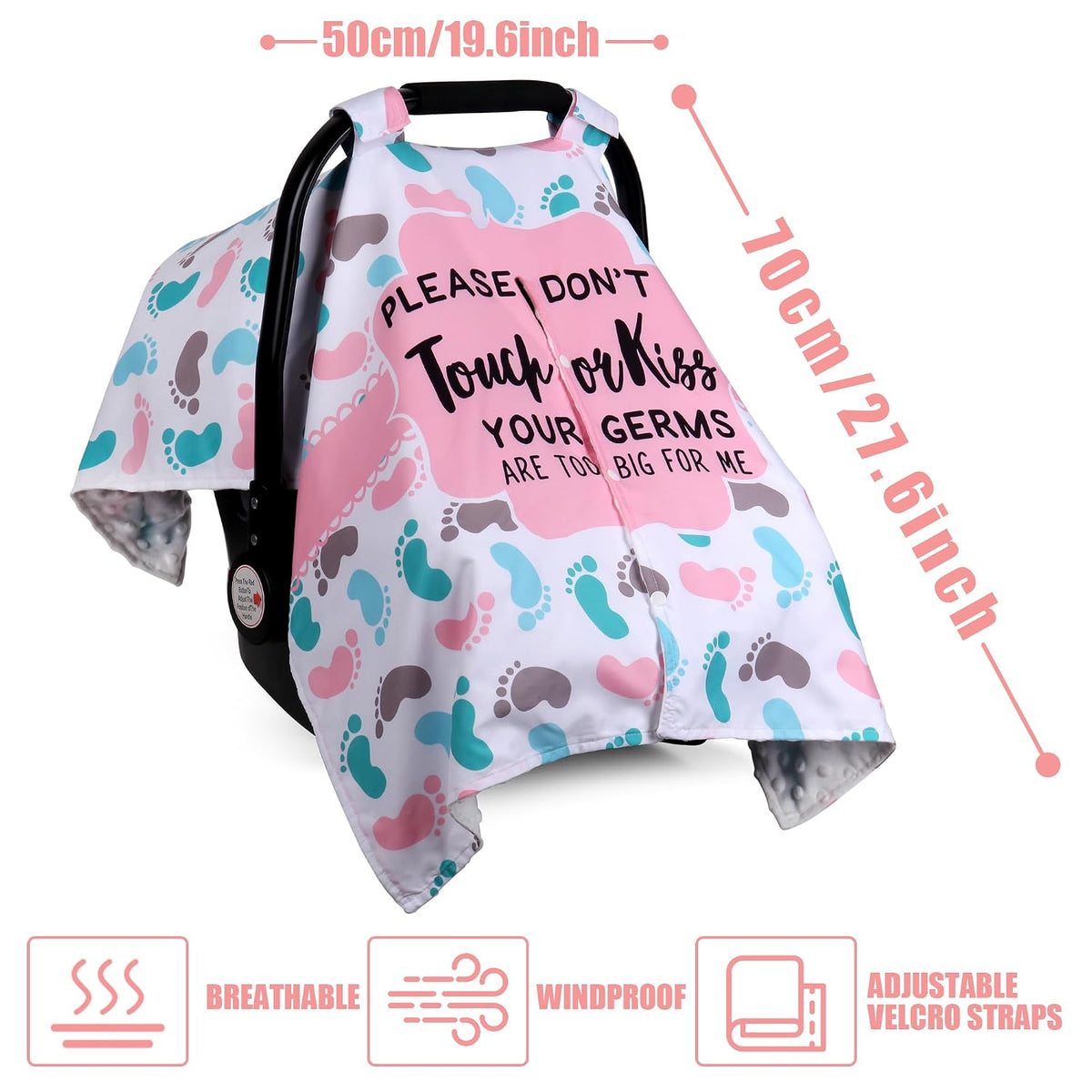 Metplus Baby Girls Car Seat Cover with Peekaboo Opening, Soft Minky Infant Carseat Canopy for Stroller & Carrier, All-Season Privacy Shield, Baby Shower Gift (Pink Flowers)