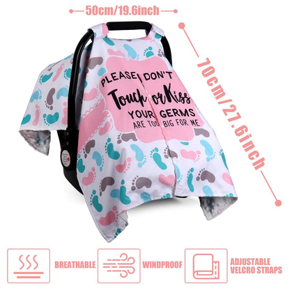 Metplus Baby Girls Car Seat Cover with Peekaboo Opening, Soft Minky Infant Carseat Canopy for Stroller & Carrier, All-Season Privacy Shield, Baby Shower Gift (Pink Flowers)